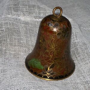 Vintage Lillian Vernon Chinese Cloisonné Bell 1980s 2" x 1.75" Flower Design EUC